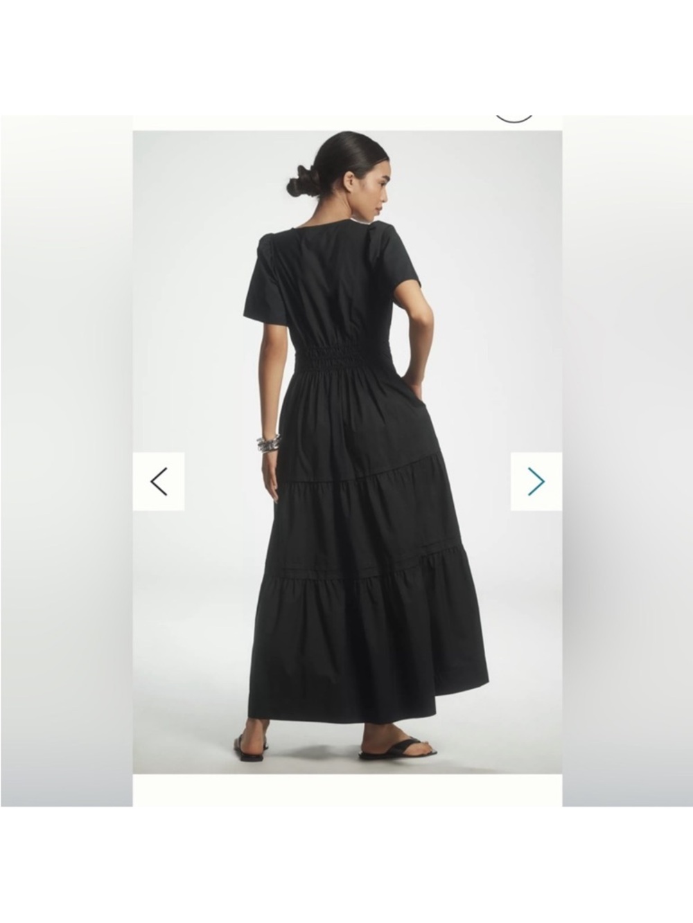 Anthropologie Black Smocked-Waist Tiered Maxi Dress - Picture 2 of 7
